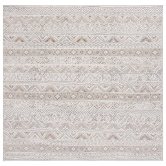 SAFAVIEH Hanna Jarred Striped Area Rug, Ivory/Beige, 6'7" x 6'7" Square