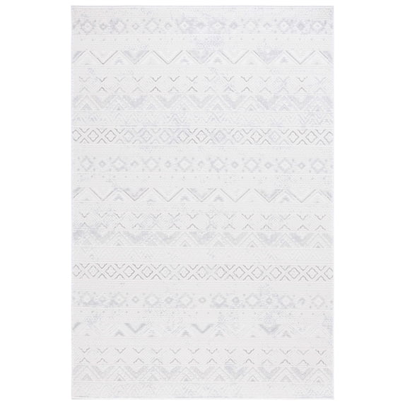 SAFAVIEH Hanna Jarred Striped Area Rug, Ivory/Light Grey, 4' x 6'