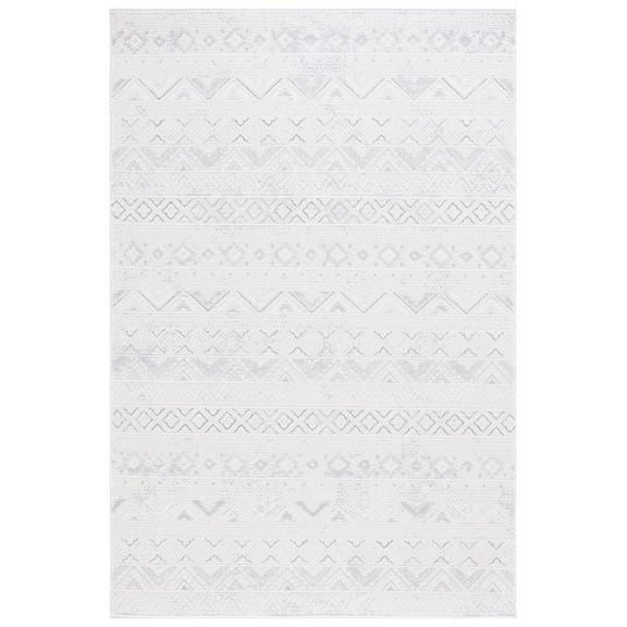 SAFAVIEH Hanna Jarred Striped Area Rug, Ivory/Light Grey, 8' x 10'