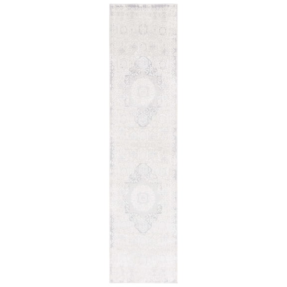SAFAVIEH Hanna Lynna Diamond Runner Rug, Ivory/Light Grey, 2' x 8'