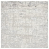 SAFAVIEH Hanna Lynna Distressed Area Rug, Ivory Grey/Dark Grey, 6'7" x 6'7" Square