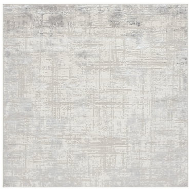 SAFAVIEH Hanna Lynna Distressed Area Rug, Ivory Grey/Dark Grey, 6'7" x 6'7" Square
