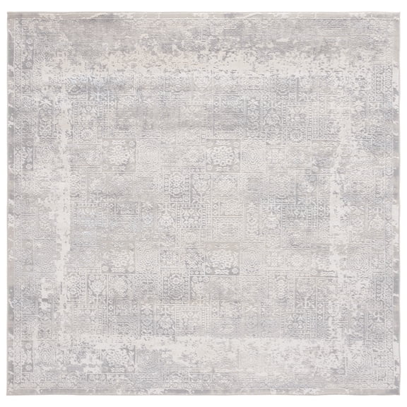 SAFAVIEH Hanna Sharlene Distressed Area Rug, Ivory/Light Grey, 6'7" x 6'7" Square