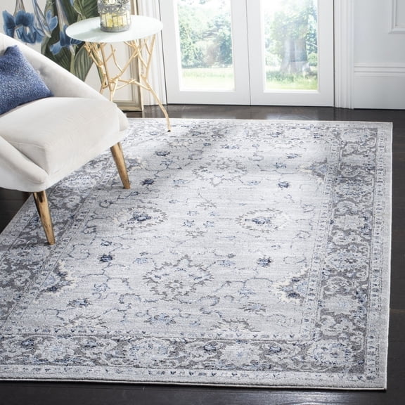 SAFAVIEH Harbor Avalon Oriental Area Rug, Light Grey/Dark Grey, 6'7" x 6'7" Round