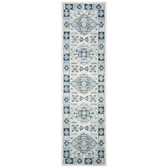 SAFAVIEH Harbor Braganza Floral Bordered Runner Rug, Blue/Cream, 2'3" x 8'