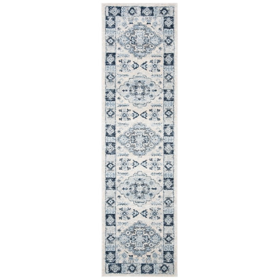 SAFAVIEH Harbor Braganza Floral Bordered Runner Rug, Blue/Cream, 2'3" x 8'