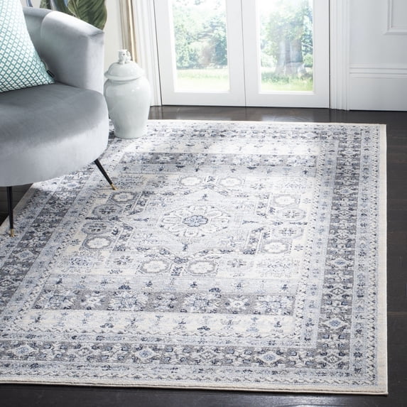 SAFAVIEH Harbor Xaviera Floral Bordered Runner Rug, Blue/Cream, 2'3" x 8'