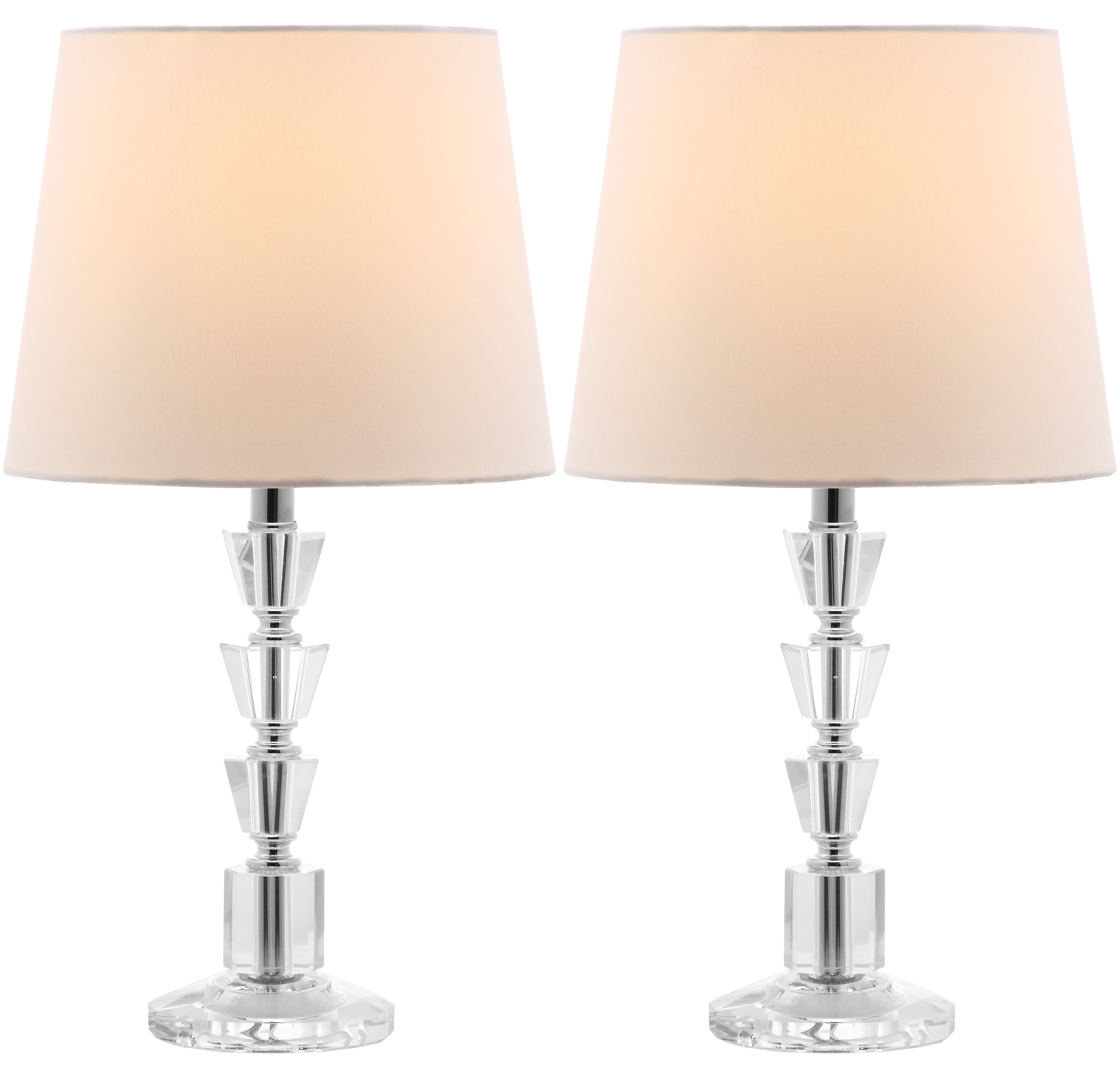 Harlow Tiered Crystal Orb 16" Table Lamp with Off-White Shade, Set of 2