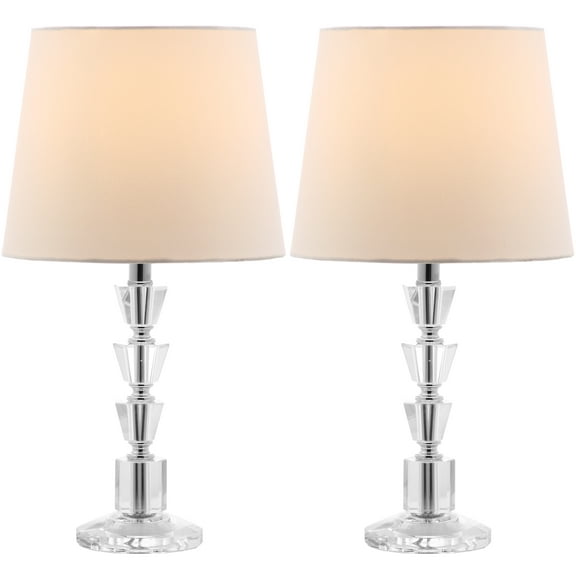 SAFAVIEH Harlow 16 in. Crystal Table Lamp with Off-White Polyester Shade, Set of 2