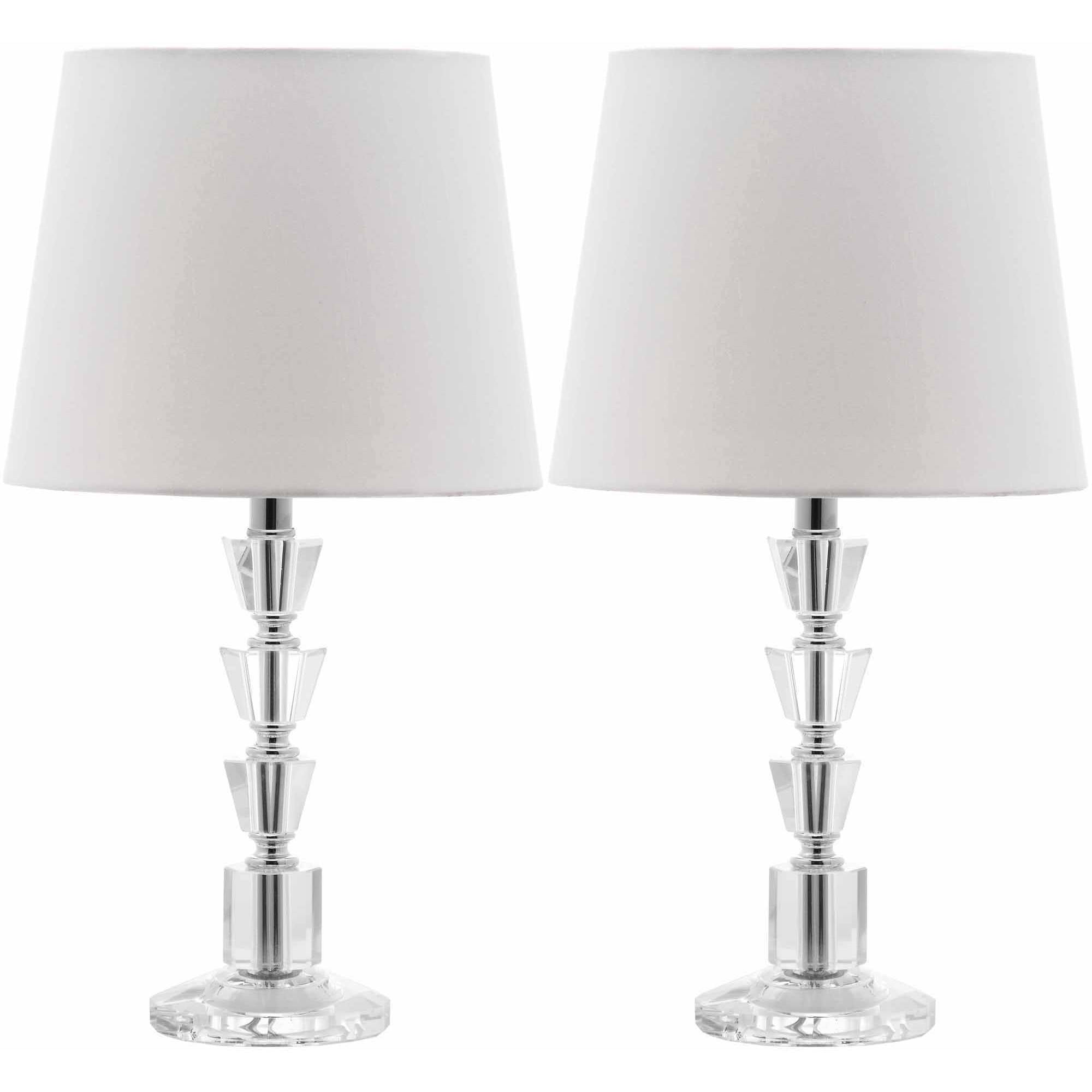 Safavieh Harlow 16" Crystal Table Lamp with Off-White Polyester Shade, Set of 2