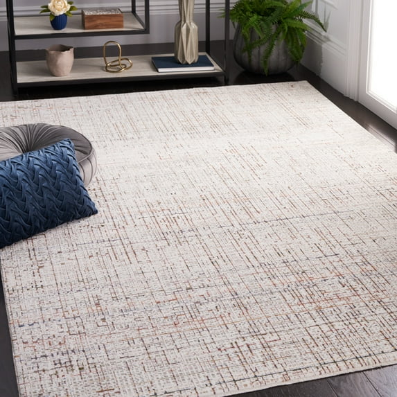 Safavieh Harlow Cymone Distressed Polyester Area Rug, Ivory Gray/Rust, 4' x 6'