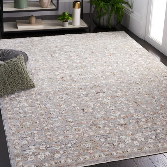 Safavieh Harlow Cynarra Floral Polyester Area Rug, Gray Blue/Ivory, 4' x 6'