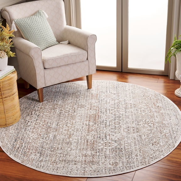 Safavieh Harlow Daisy Distressed Area Rug, Ivory/Beige, 6'3" x 6'3" Round