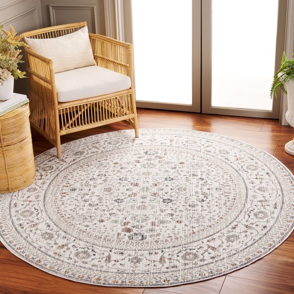 Safavieh Harlow Dalach Floral Area Rug, Ivory/Gray Beige, 6'3" x 6'3" Round