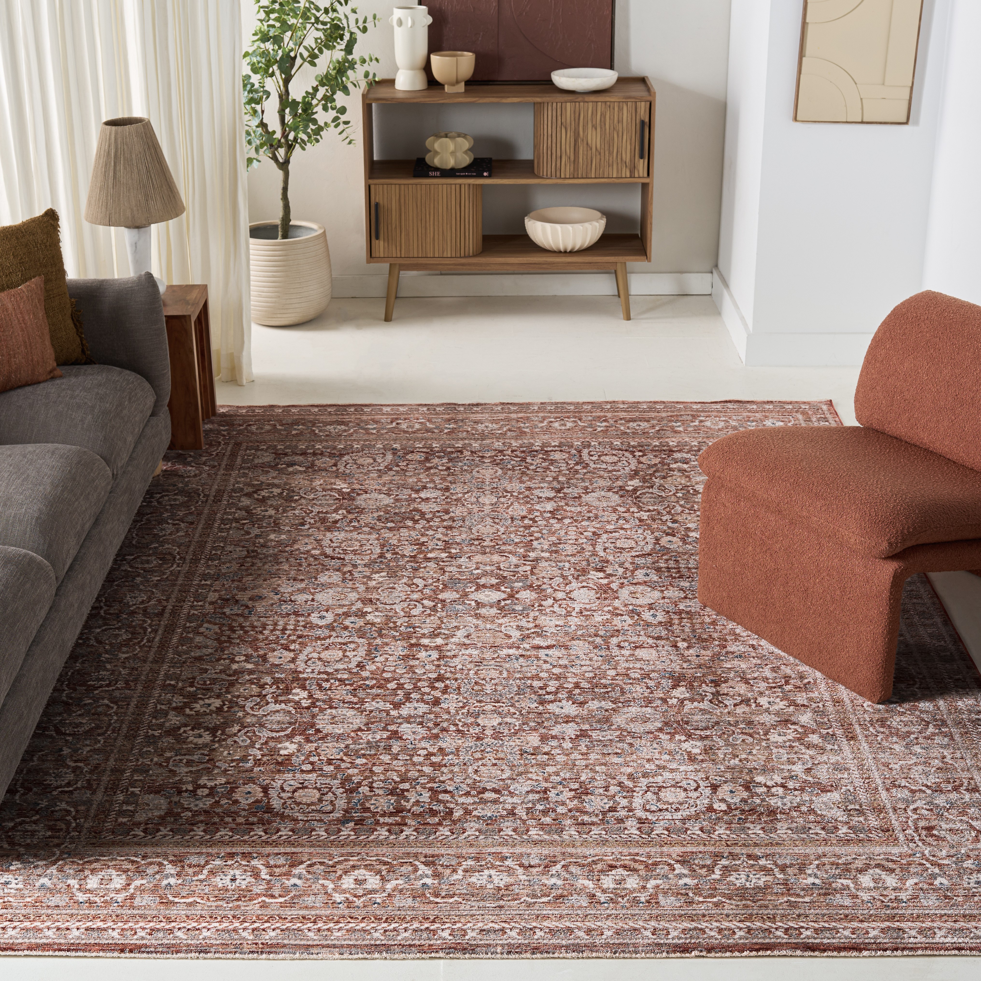 Harlow Rust Rug Safavieh Harlow Dalach Floral Area Rug, Rust/Ivory Gray, 9' x 12 ...