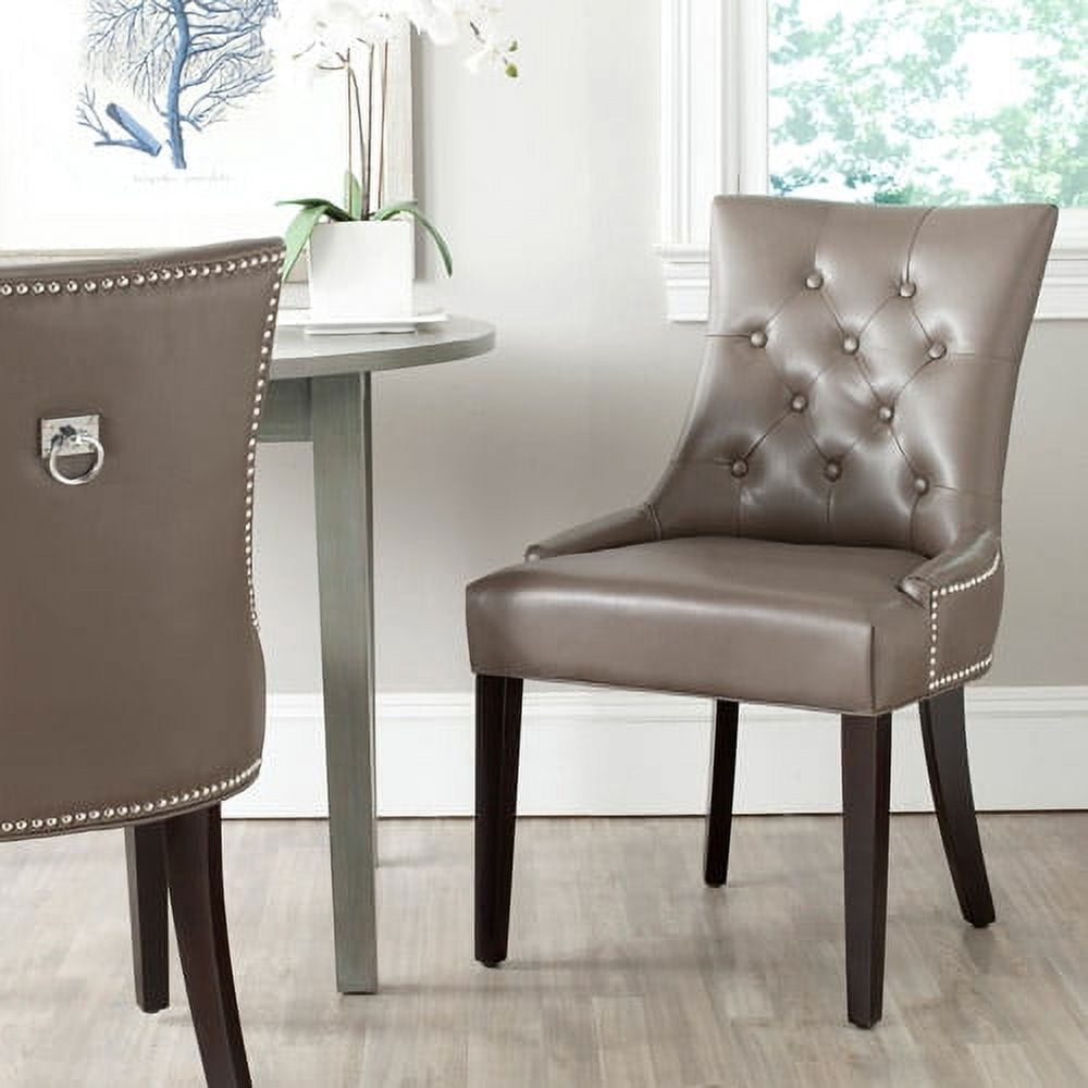 SAFAVIEH Harlow Glam Tufted Ring Chair with Silver Nailheads, Set of 2, Clay