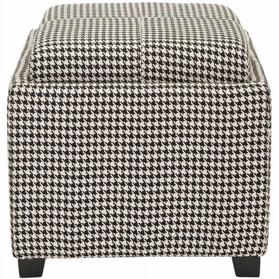 SAFAVIEH Harrison Rustic Glam Single Tray Storage Ottoman, Black/White
