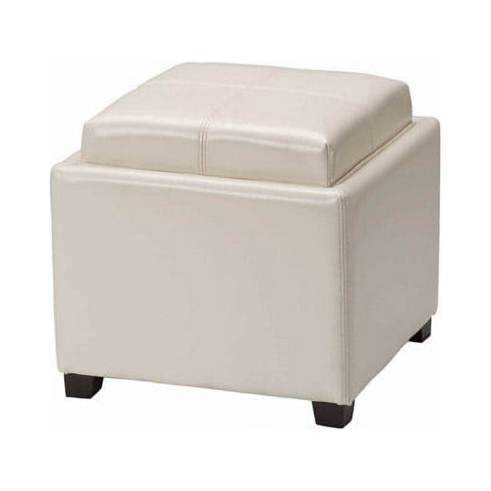 SAFAVIEH Harrison Rustic Glam Single Tray Storage Ottoman, Flat Cream