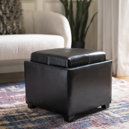 SAFAVIEH Harrison Single Tray Ottoman Black