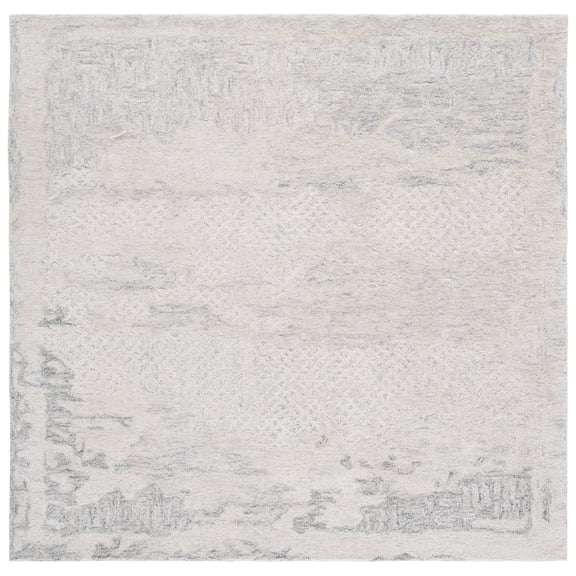 SAFAVIEH Harvest Corine Distressed Area Rug, Silver/Ivory, 6' x 6' Square
