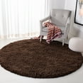 thumbnail image 1 of SAFAVIEH Harvey Solid Plush Shag Area Rug, Chocolate, 4' x 4' Round, 1 of 6