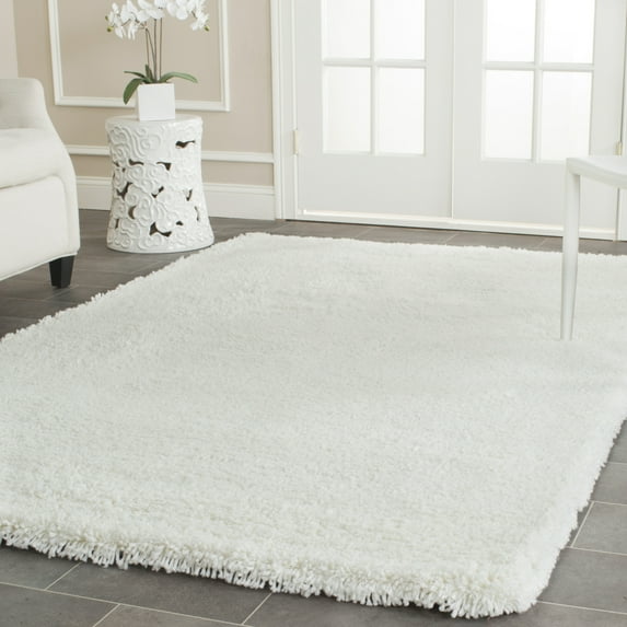 SAFAVIEH Harvey Solid Plush Shag Area Rug, White, 9'6" x 13'6"