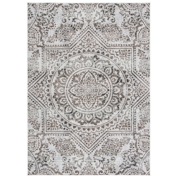 SAFAVIEH Havana Amable Medallion Indoor/Outdoor Area Rug, Light Brown/Black, 8' x 10'