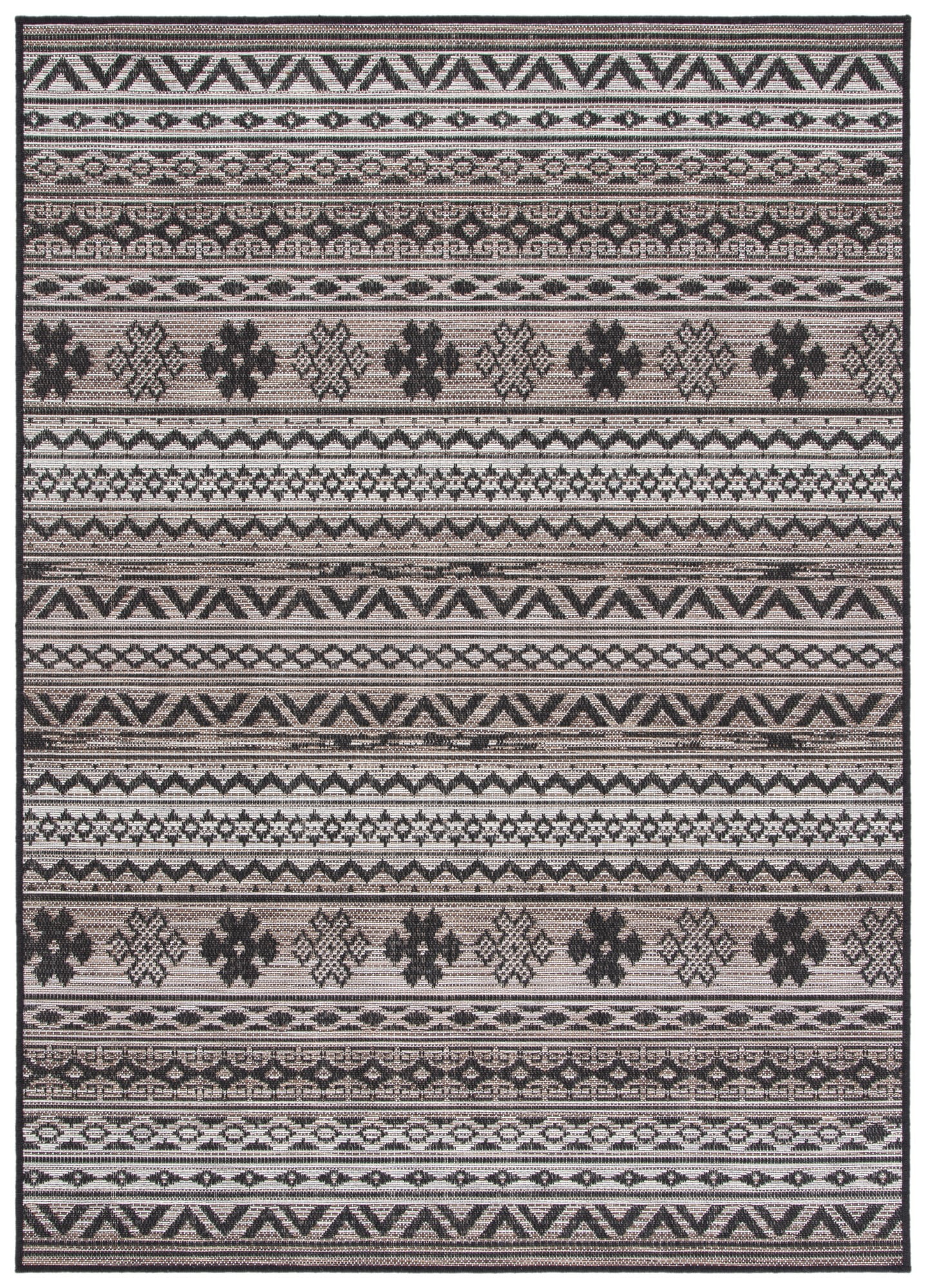 Havana Black and Brown 8' x 10' Geometric Indoor/Outdoor Rug