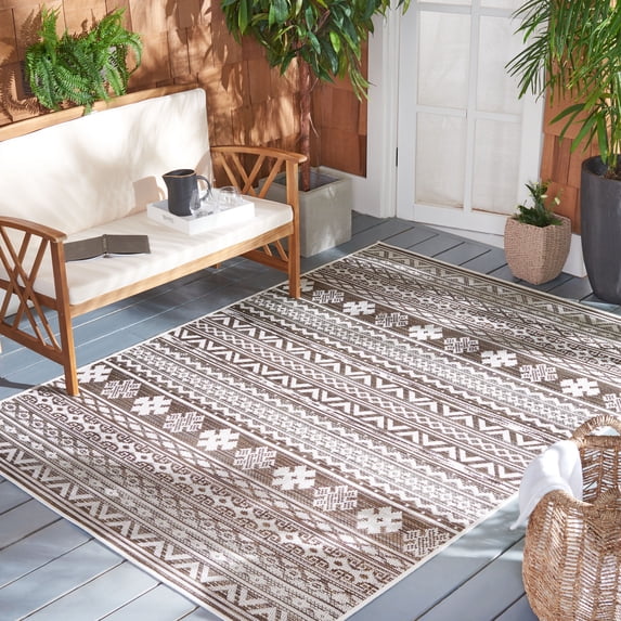 Safavieh Havana Finn Geometric Indoor/Outdoor Area Rug, Light Brown/Ivory, 8' x 10'