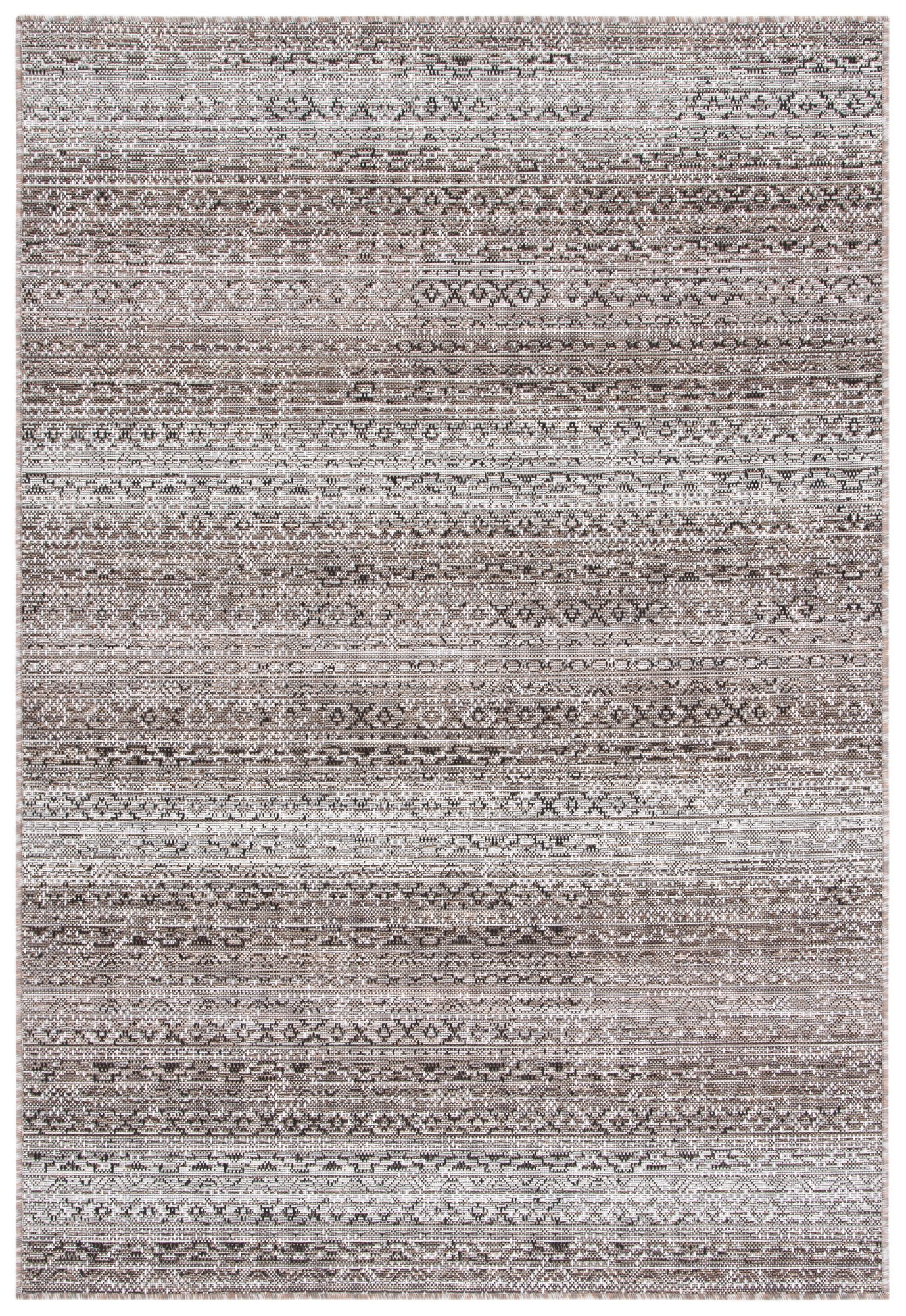 Ivory and Light Brown 8' x 10' Stain-Resistant Synthetic Area Rug