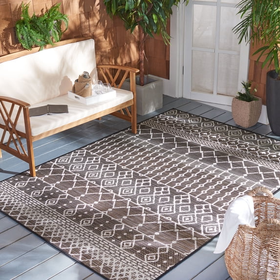 Safavieh Havana Mario Geometric Indoor/Outdoor Area Rug, Brown/Ivory, 8' x 10'