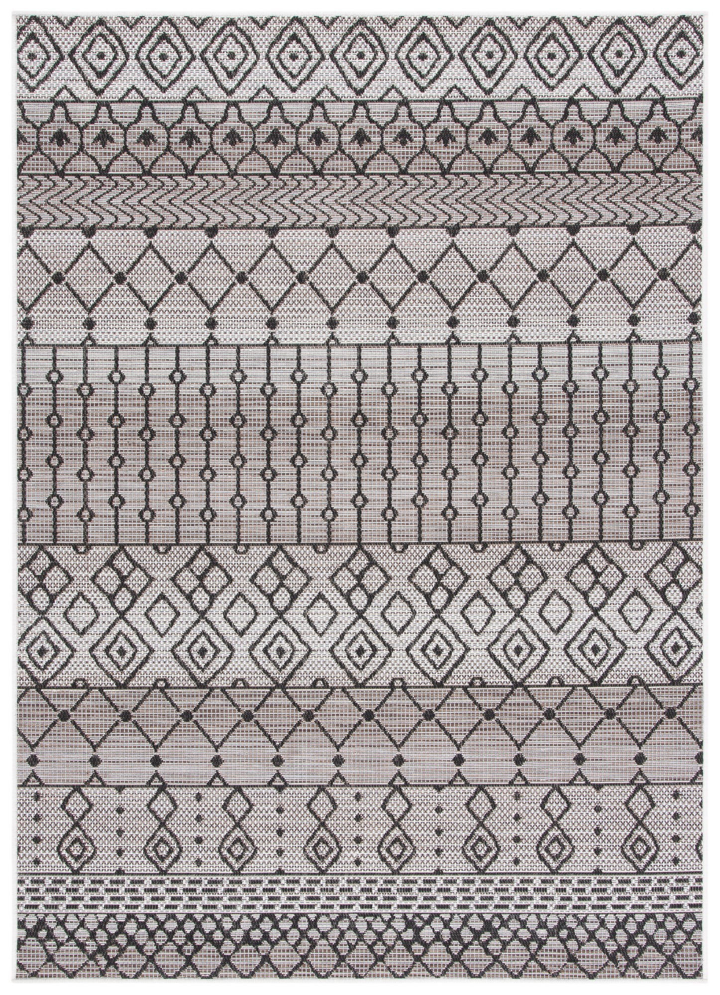 Havana Light Brown and Black Geometric Synthetic Indoor/Outdoor Area Rug
