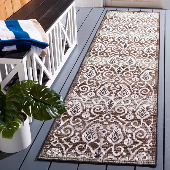 Safavieh Havana Sylvanus Geometric Indoor/Outdoor Runner Rug, Light Brown/Ivory, 2'2" x 9'