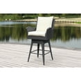 thumbnail image 1 of SAFAVIEH Hayes Outdoor Patio Counter Stool with Pillow and Cushion, Black/Beige, 1 of 4