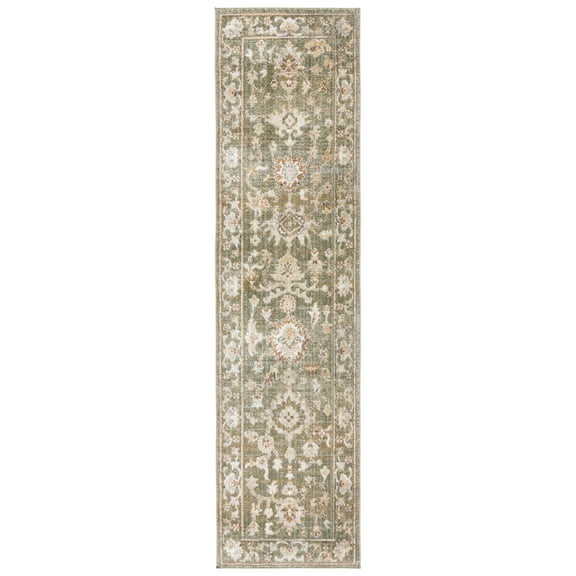 SAFAVIEH Hazel Amaia Oriental Runner Rug, Green/Ivory, 2' x 8'