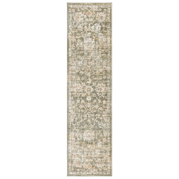 SAFAVIEH Hazel Cebrail Oriental Runner Rug, Green/Beige, 2' x 8'