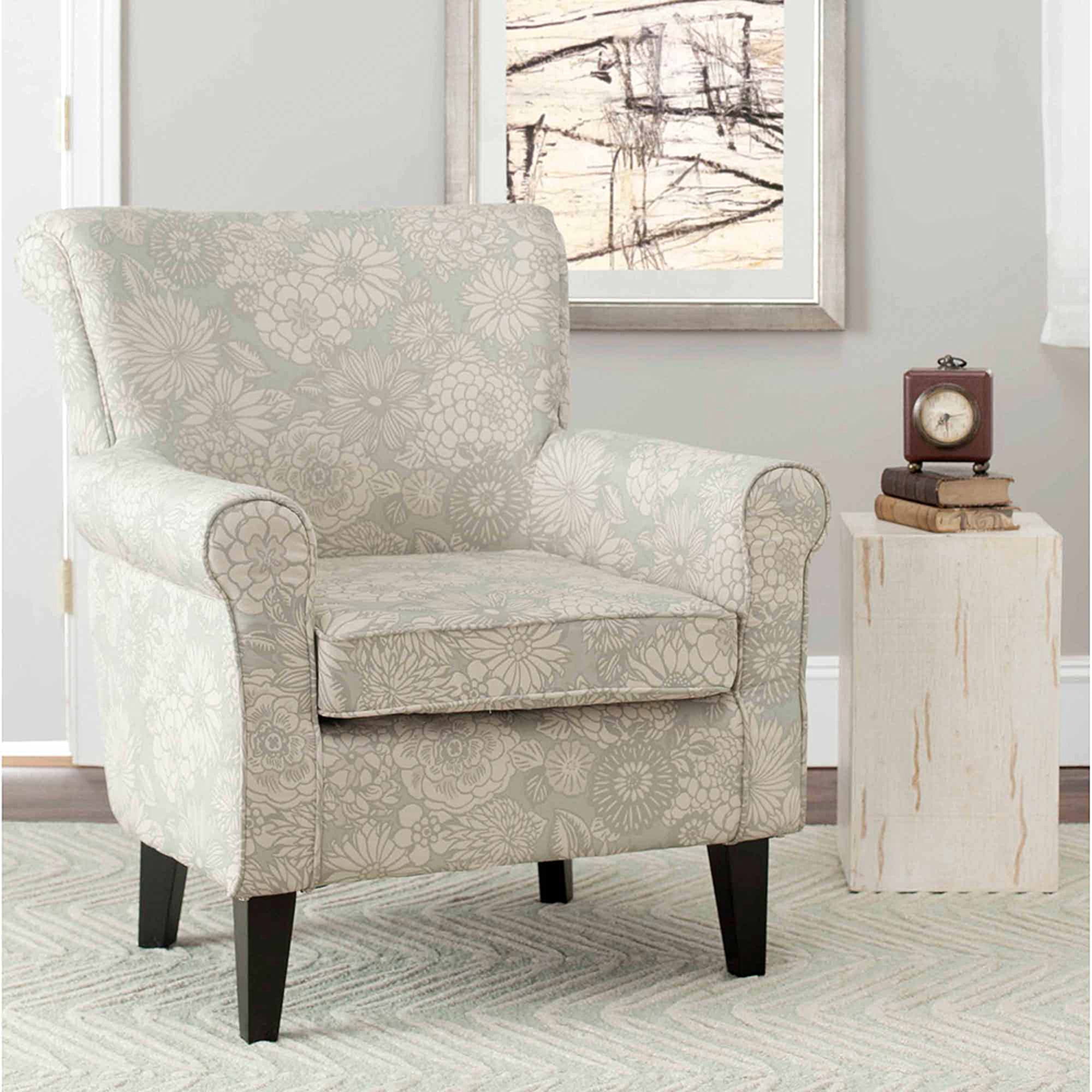 SAFAVIEH Hazina Contemporary Floral Fully Upholstered Club Chair, Espresso