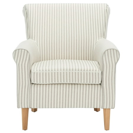 SAFAVIEH Hazina Modern Style Club Chairs, Beige Stripe (30 in. W x 32.8 in. D x 35.4 in. H)