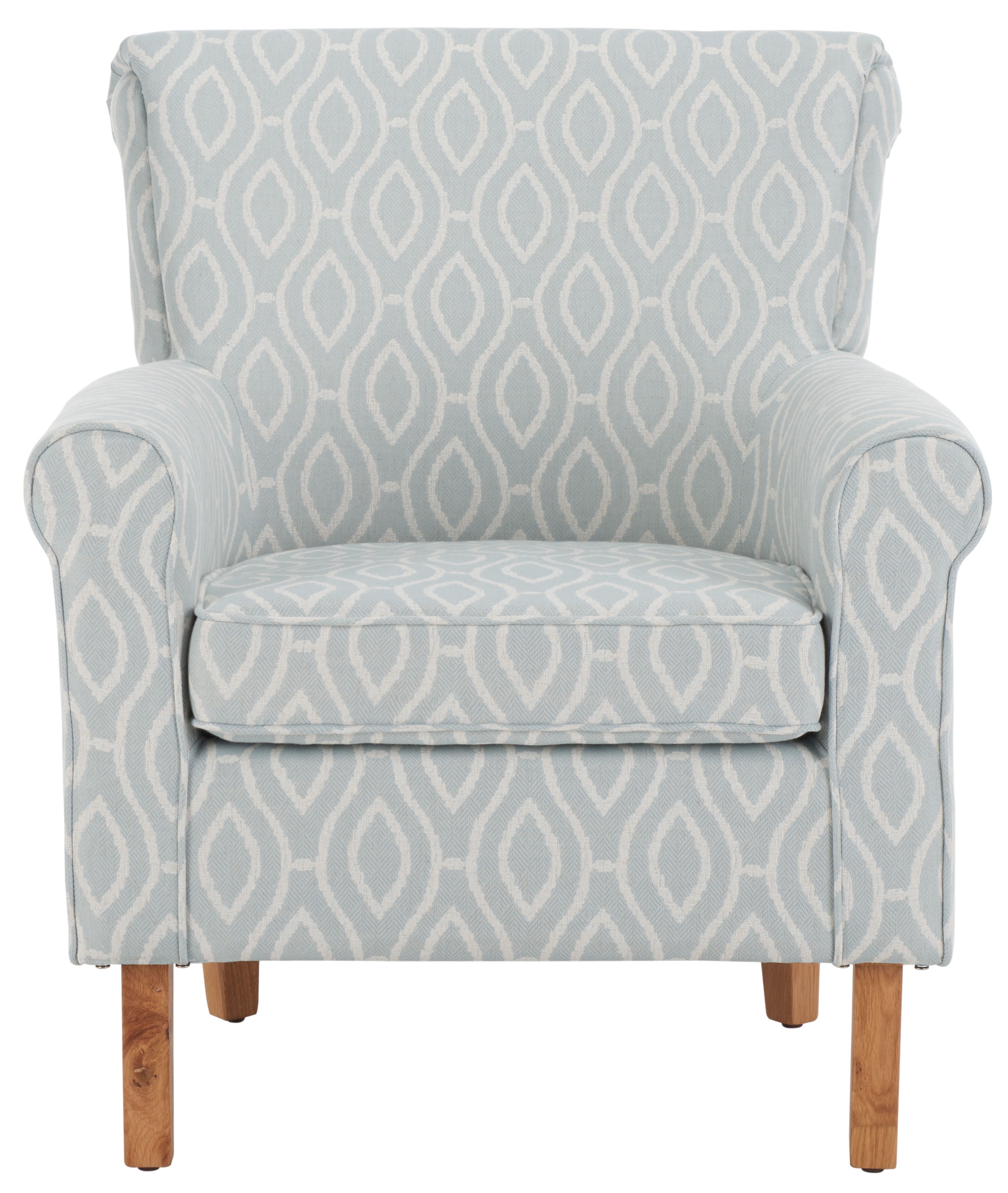 Hazina Light Blue Linen Blend Club Accent Chair with Wood Legs