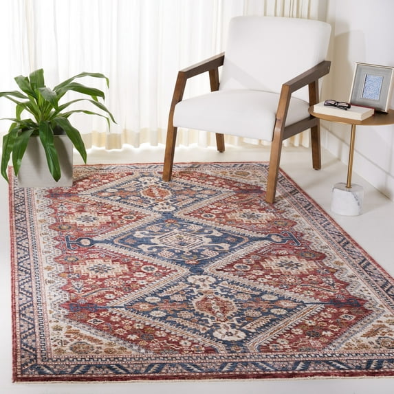 Safavieh Heirloom Alyx Oriental Polyester Area Rug, Navy/Rust, 5'3" x 7'6"