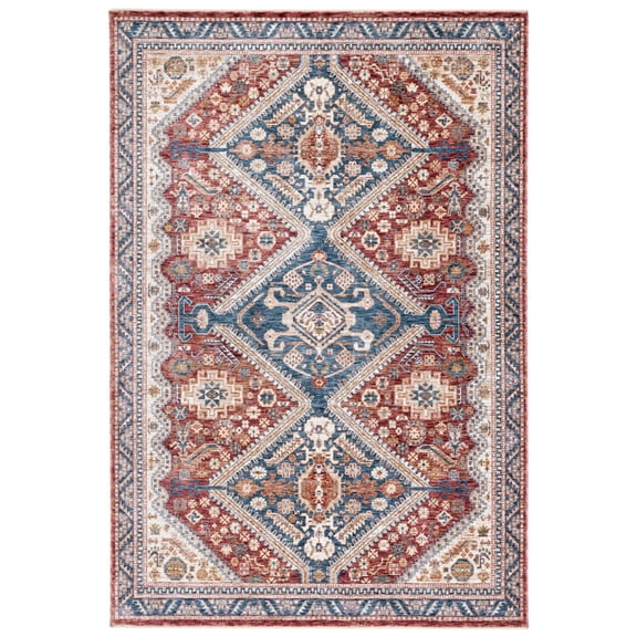 SAFAVIEH Heirloom Alyx Oriental Polyester Area Rug, Navy/Rust, 8' x 10'