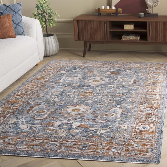 Safavieh Heirloom Fenton Oriental Polyester Area Rug, Gray/Blue Rust, 6'3" x 6'3" Square