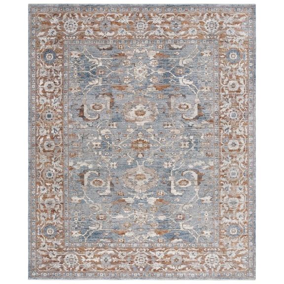 SAFAVIEH Heirloom Fenton Oriental Polyester Area Rug, Grey/Blue Rust, 8' x 10'