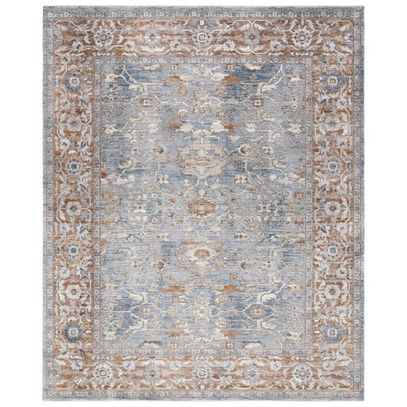 SAFAVIEH Heirloom Jayce Oriental Polyester Area Rug, Grey/Blue Rust, 8' x 10'