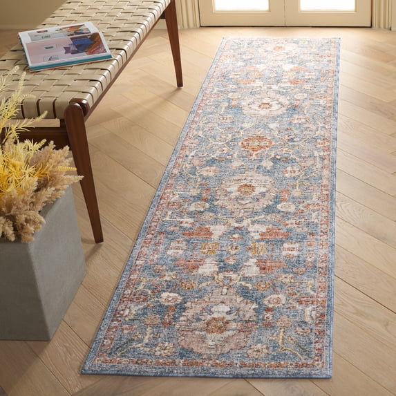 Safavieh Heirloom Jayce Oriental Polyester Runner Rug, Gray/Blue Rust, 2' x 8'