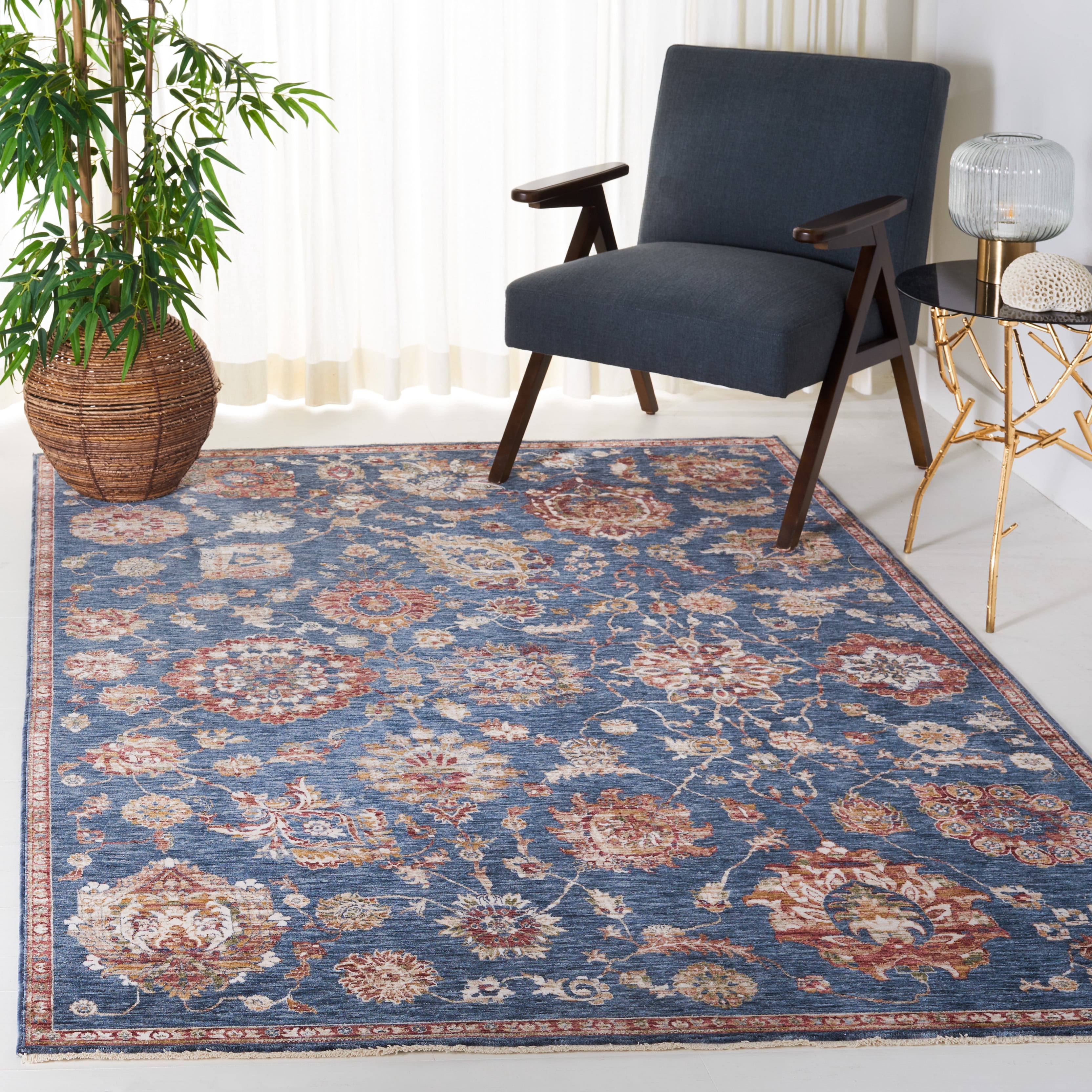 Polyester Barea Rug Example Safavieh Heirloom Kenelm Floral Polyester Area Rug, Navy/Beige, 8' x 10 ...