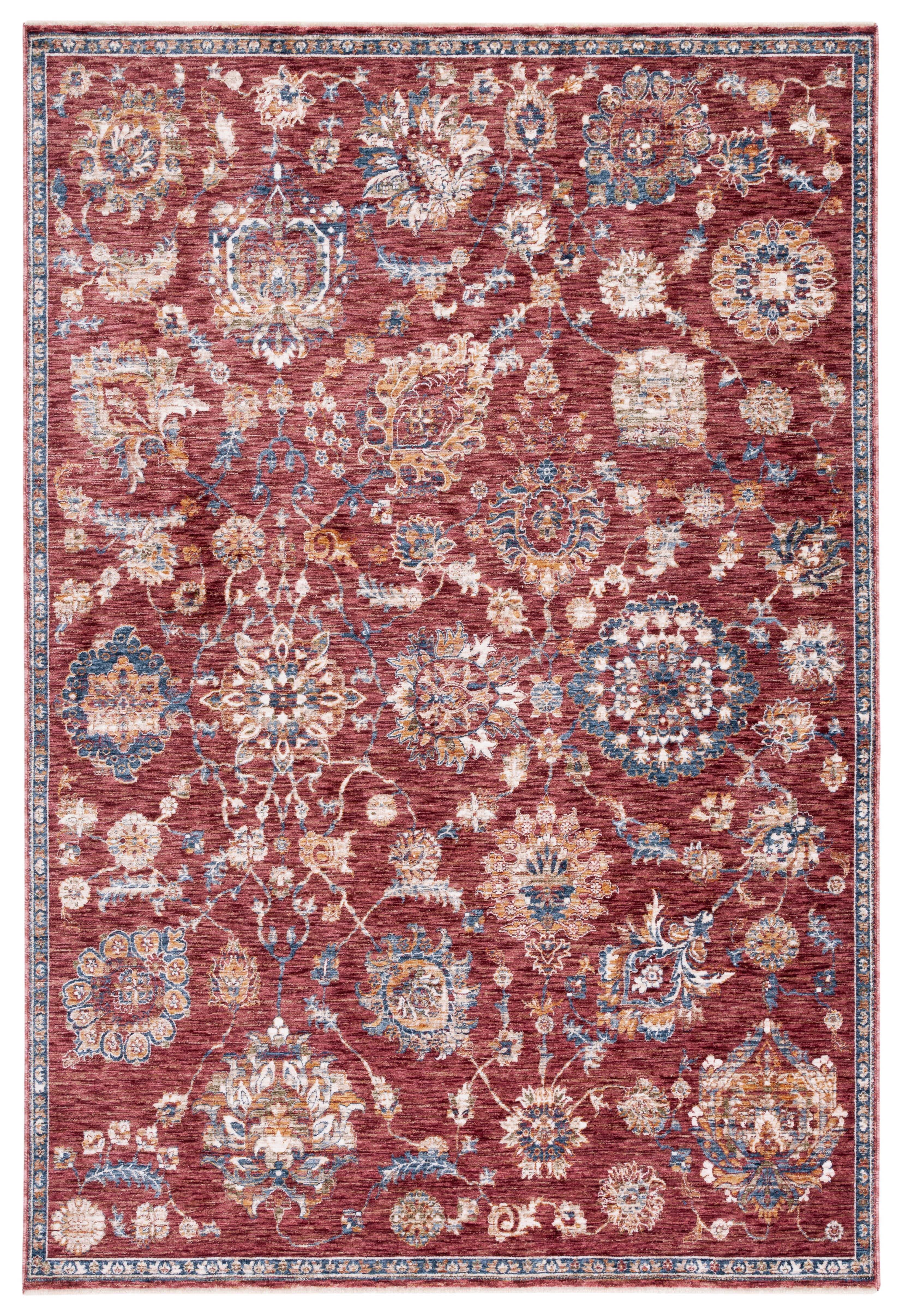 Heirloom Rust and Ivory Synthetic Rectangular Area Rug