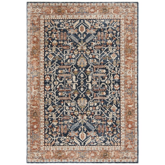 SAFAVIEH Heirloom Marisa Oriental Polyester Area Rug, Navy/Beige, 3' x 5'