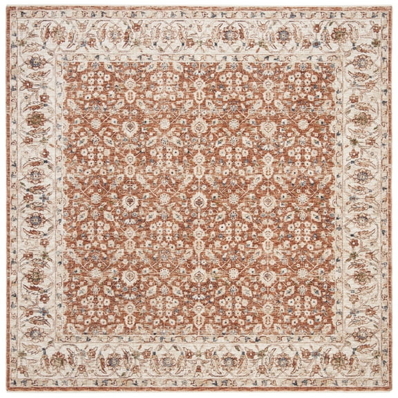 SAFAVIEH Heirloom Rayen Traditional Polyester Area Rug, Beige/Light Rust, 6'7" Square