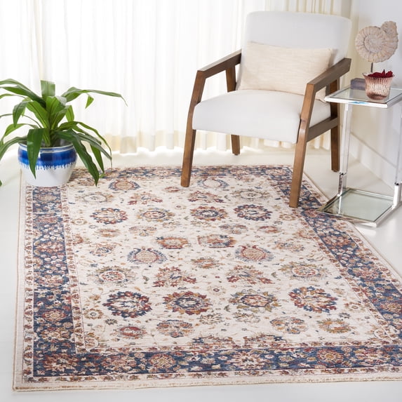 Safavieh Heirloom Sharla Oriental Polyester Area Rug, Ivory/Navy, 5'3" x 7'6"
